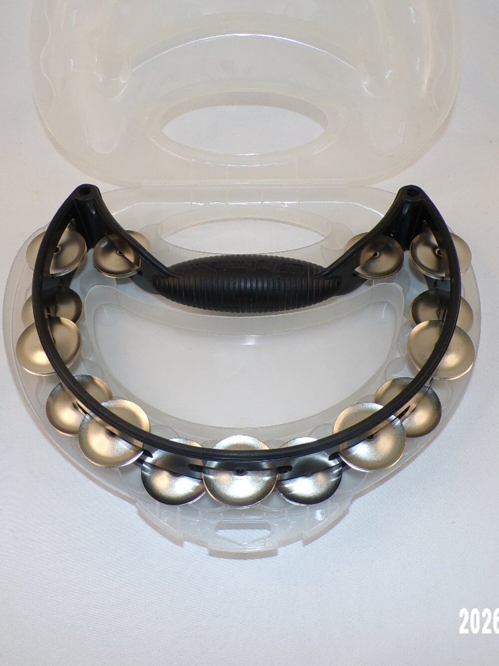 RHYTHM TECH PRO 10 PROFESSIONAL TAMBOURINE BLACK W/NICKEL STEEL JINGLES AND CASE